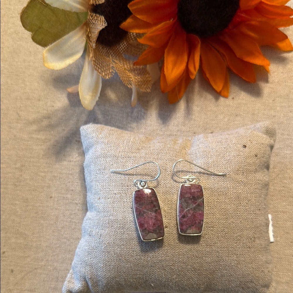 Elegant Solid Sterling Silver and Purple Stone Earrings